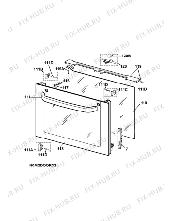 Взрыв-схема плиты (духовки) Electrolux EKC70011W  230V - Схема узла H10 Main Oven Door (large)